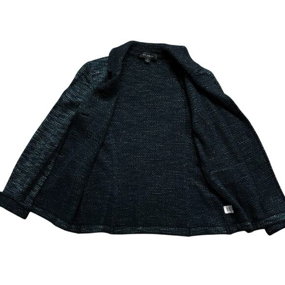 St. John Knit Bouclé Jacket Size 6 Black Green Tweed Wool Cashmere Angora USA - Picture 3 of 8